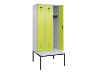 locker met bank,HxBxD 2120x900x815mm,3vak,vak B 300mm,cilinderslot - 1