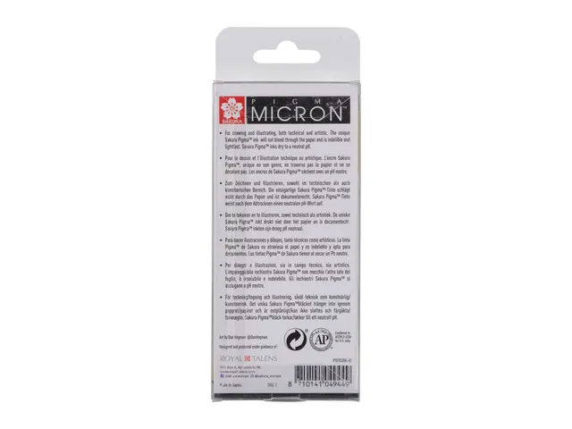 Fineliner Sakura pigma micron set 6stuks zwart