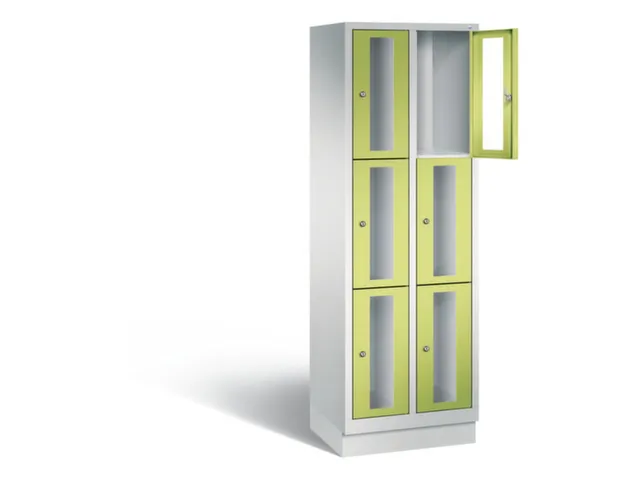 Lockerkast 1800x610x500mm 2x3 vakken Cilinderslot, Sokkel, RDS1108060