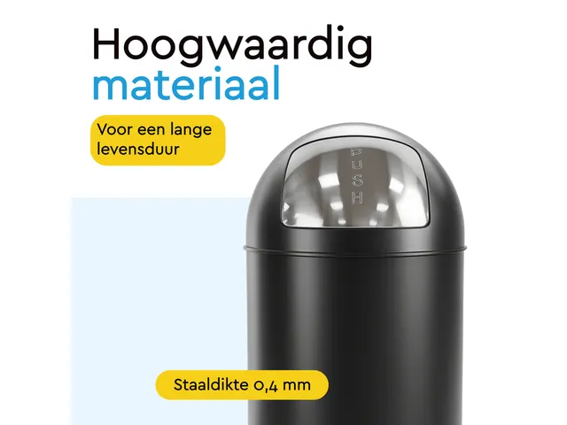 Afvalbak BRASQ Push Bin PB230+ 30 liter zwart