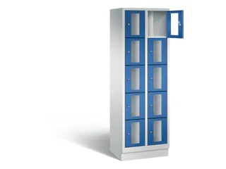 Lockerkast 1800x610x500mm 2x5 vakken Cilinderslot, Sokkel, RAL5010 - 1