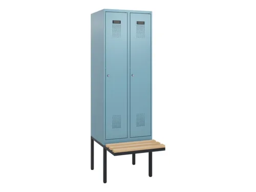 locker met bank,HxBxD 1950x600x815mm,2vak,vak B 300mm,cilinderslot