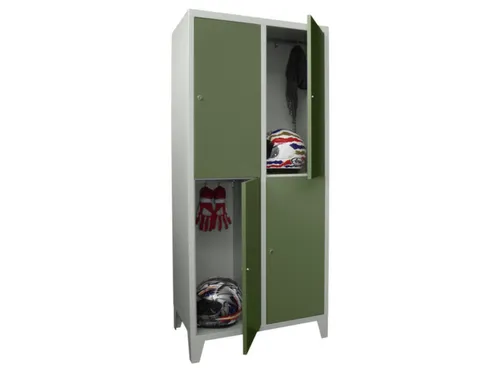 lockerkast,HxBxD 1850x800x500mm,2x2vakken,RAL7035,front RAL6011