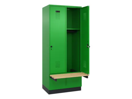 locker met bank,HxBxD 1950x800x815mm,2vak,vak B 400mm,draaigrendel