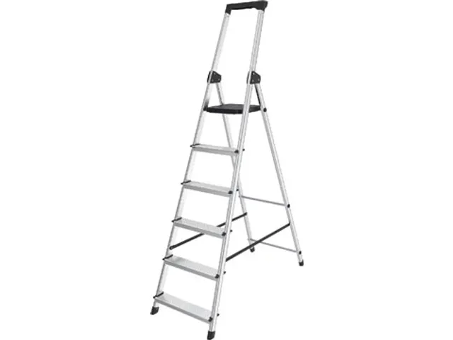 trapladder SL600, aluminium, zilver, 6 treden