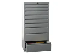 ladekast 1200x500x600mm 9laden cilinderslot RAL7035 front RAL7035