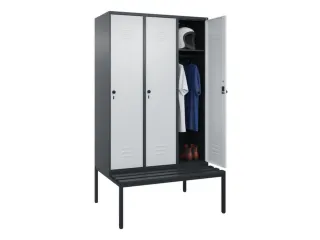 locker met bank,HxBxD 2120x1200x815mm,3vak,vak B 400mm,draaigrendel - 3