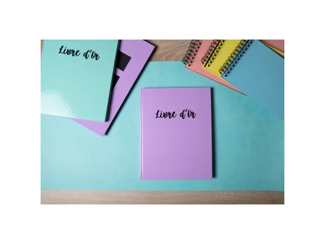 Livre d'or 100 pages tranche or - Format 27x22cm - AQUAREL - Mauve