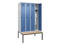 locker met bank,HxBxD 2120x1200x815mm,4vak,vak B 300mm,draaigrendel
