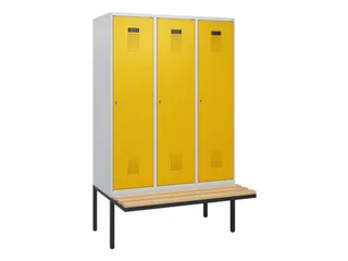 locker met bank,HxBxD 1950x1200x815mm,3vak,vak B 400mm,cilinderslot - 2