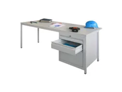 Werkplaatsbureau 1700x800x720mm 3laden Rechts Ral7035 Front Ral7035