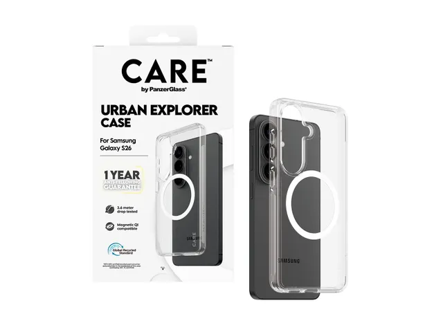 PanzerGlass CARE by Urban Explorer Case Transparent w. White Qi
