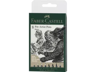 Tekenstift Faber-Castell Pitt Artist Pen etui 8 stuks 199 zwart lijndi - 1