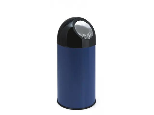 Poubelle à ouverture Push avec liner 40 litres bleu/noir
