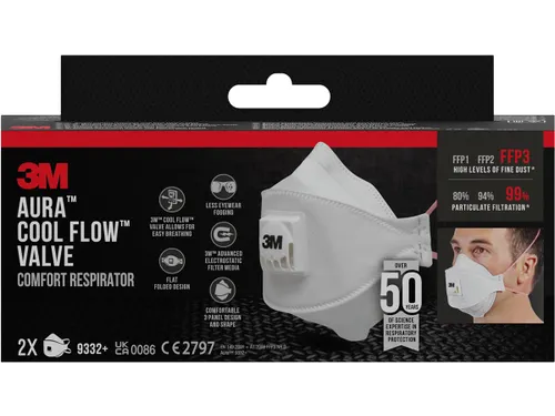 Aura Comfort Cool Flow stofmasker FFP3 2 stuks