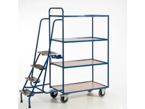 Orderverzamelwagen 990x590mm Totale H 1900mm 4 Etages Hout Ral5010