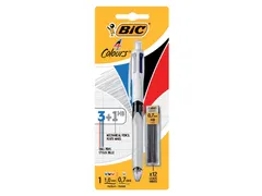 Balpen Bic 3kleuren met vulpotlood HB 0.7mm medium wit blister à 1st