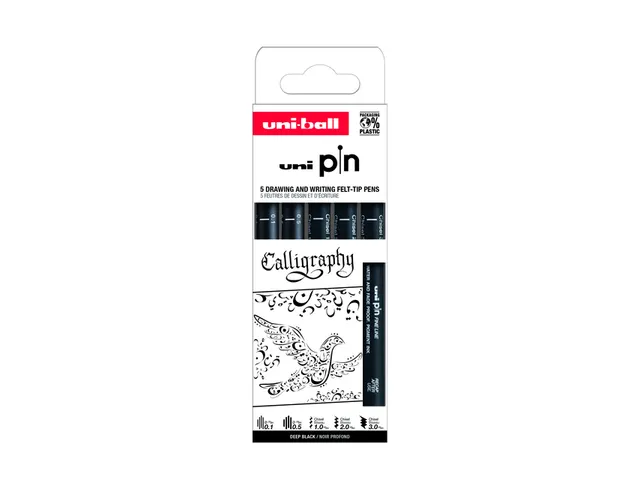 Fineliner Uni-ball Pin Calligraphie set à 5 stuks assorti