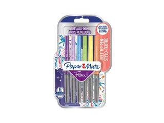 Fineliner Paper Mate Flair Metallic medium blister à 6 stuks - 1