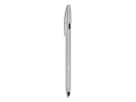 stylo à bille Cristal Re-new, corps argent, encre noir, boîte de 1 p