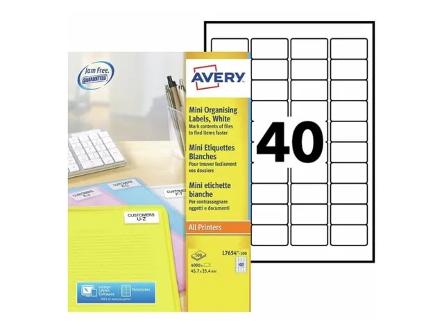 laseretiket Avery 45,7x25,4mm wit 100 vel 40 etiketten per vel