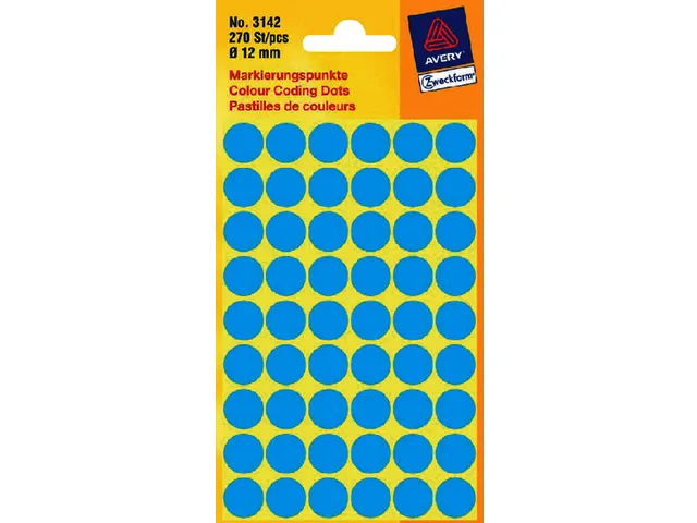 Etiquette Avery Zweckform 3142 Rond 12mm Bleu 270 Pcs