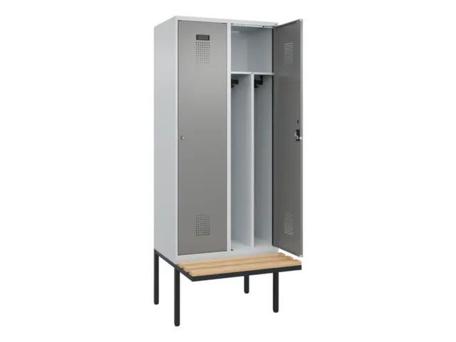 locker met bank,voor scheiding van kleding,HxBxD 2120x800x815mm,2vak