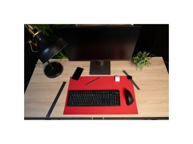 Onderlegger PU 35x60cm zwart/rood