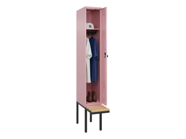 locker met bank,HxBxD 2120x300x815mm,1vak,vak B 300mm,draaigrendel