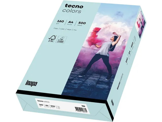 Inapa Tecno colors Gekleurd papier A4 Lichtblauw 160 gram 250vel