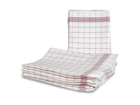 keukendoek,LxB 800mmx600mm,halflinnen,wit/rood,ruitpatroon