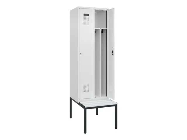 locker met bank,voor scheiding van kleding,HxBxD 2120x600x815mm,2vak