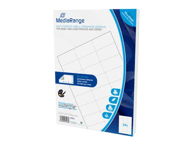 Mediarange Etiketten 70X37Mm 1200Stuk Wit Permanent