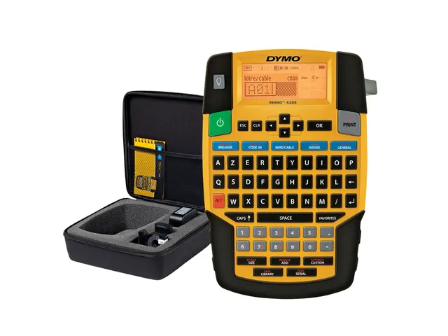 Labelprinter Dymo Rhino 4200 industrieel azerty 19mm geel in koffer