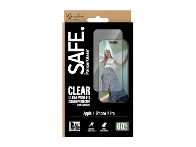 PanzerGlass SAFE. by Screen Protector w. Black Frame iPhone 17 Pro
