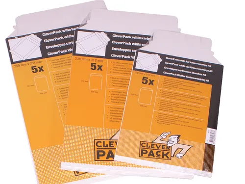 Envelop CleverPack karton B4 250x353mm wit pak à 5 stuks