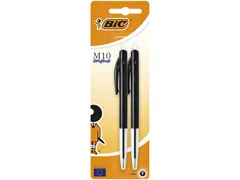 Balpen Bic M10 medium zwart blister à 2 stuks