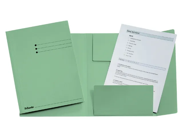 Dossiermap Esselte A4 3 kleppen manilla 275gr groen