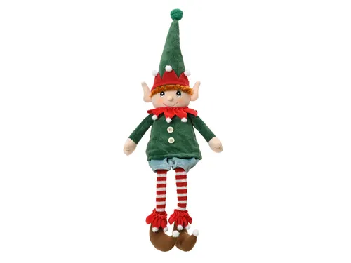 Decoris Kerstdecoratie Elf zittend met hangende benen 60cm