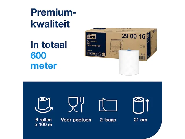 Tork 290016 H1 Matic Handdoekrol Premium 2-laags Wit 100m 6 rollen