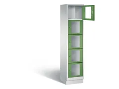 Lockerkast 1800x420x500mm 1x5 vakken Cilinderslot, Sokkel, RAL6011