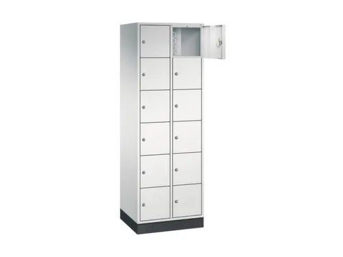 lockerkast,RAL 7035,HxBxD 1950x620x500mm,2x6vakken,cil.-slot,sokkel