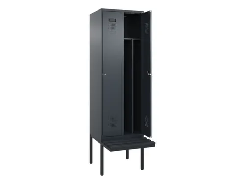 locker met bank,voor scheiding van kleding,HxBxD 2120x600x815mm,2vak