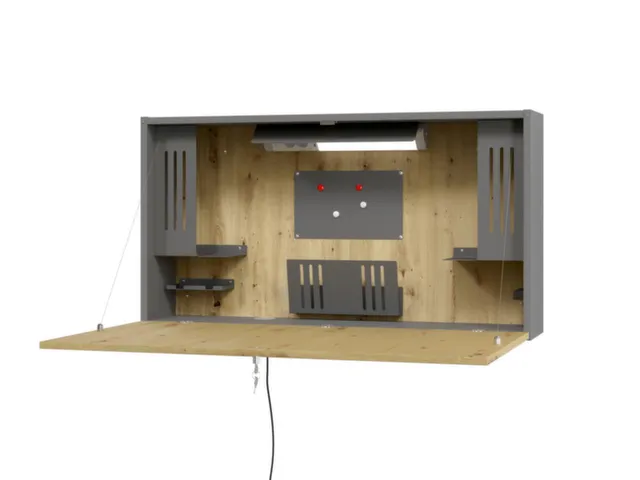 wandbureau,in-/uitklapbaar,HxBxD 650x1200x260mm,blad eiken