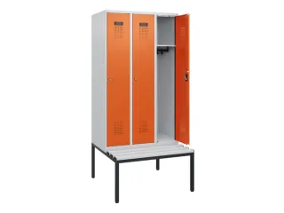 locker met bank,HxBxD 1950x900x815mm,3vak,vak B 300mm,cilinderslot - 1