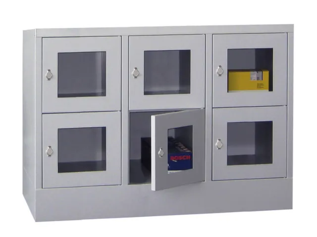 lockerkast,HxBxD 855x1200x500mm,3x2vakken,RAL7035,front RAL7035