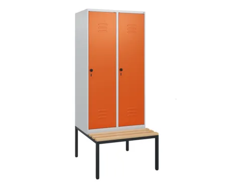 locker met bank,HxBxD 1950x800x815mm,2vak,vak B 400mm,draaigrendel