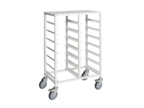 etagewagen,draagverm. 150kg,14etage(s),Dienbladschap,wit,PU-banden