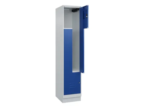 Z-garderobekast,HxBxD 1950x400x500mm,vak B 200/400mm,cil.-slot,sokkel
