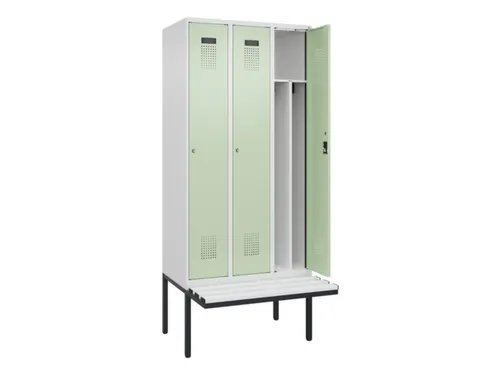 locker met bank,voor scheiding van kleding,HxBxD 2120x900x815mm,3vak